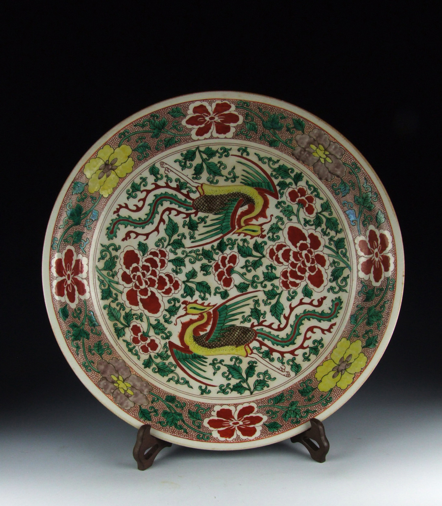 CHINESE Antique Five Colored Porcelain Plate w Phoenix Pattern - CAD ...